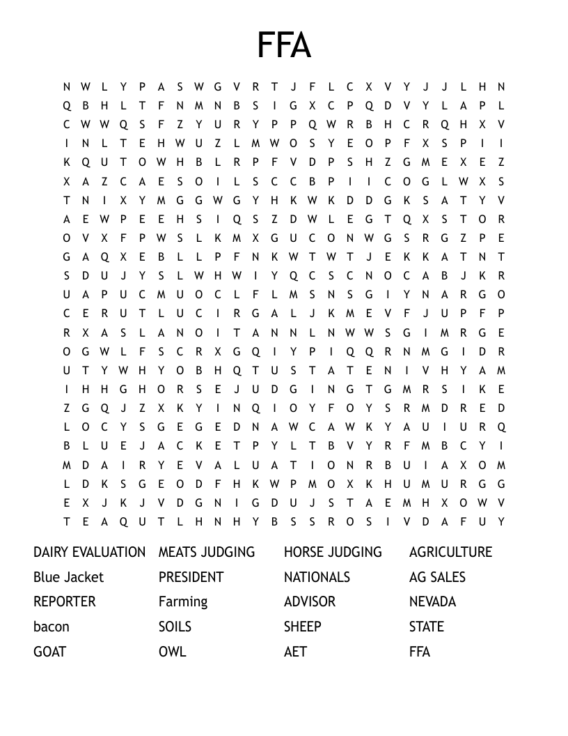 FFA Word Search