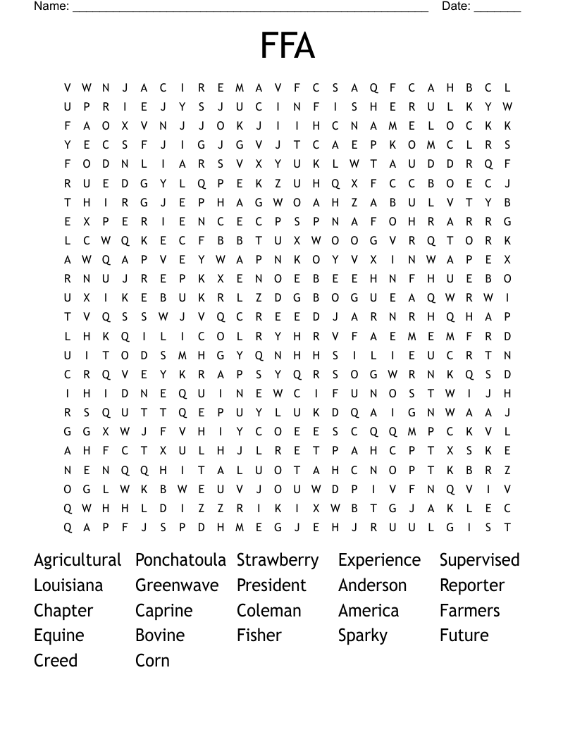 FFA Word Search
