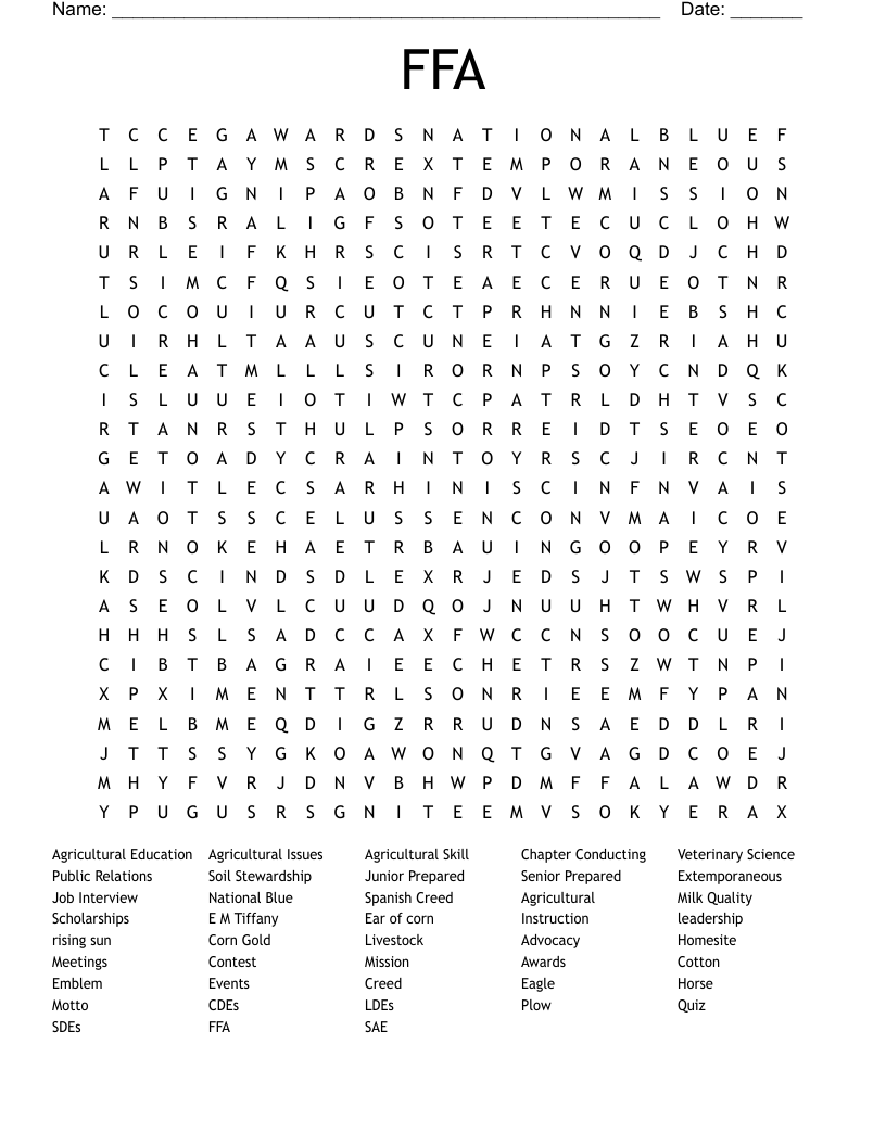 FFA Word Search
