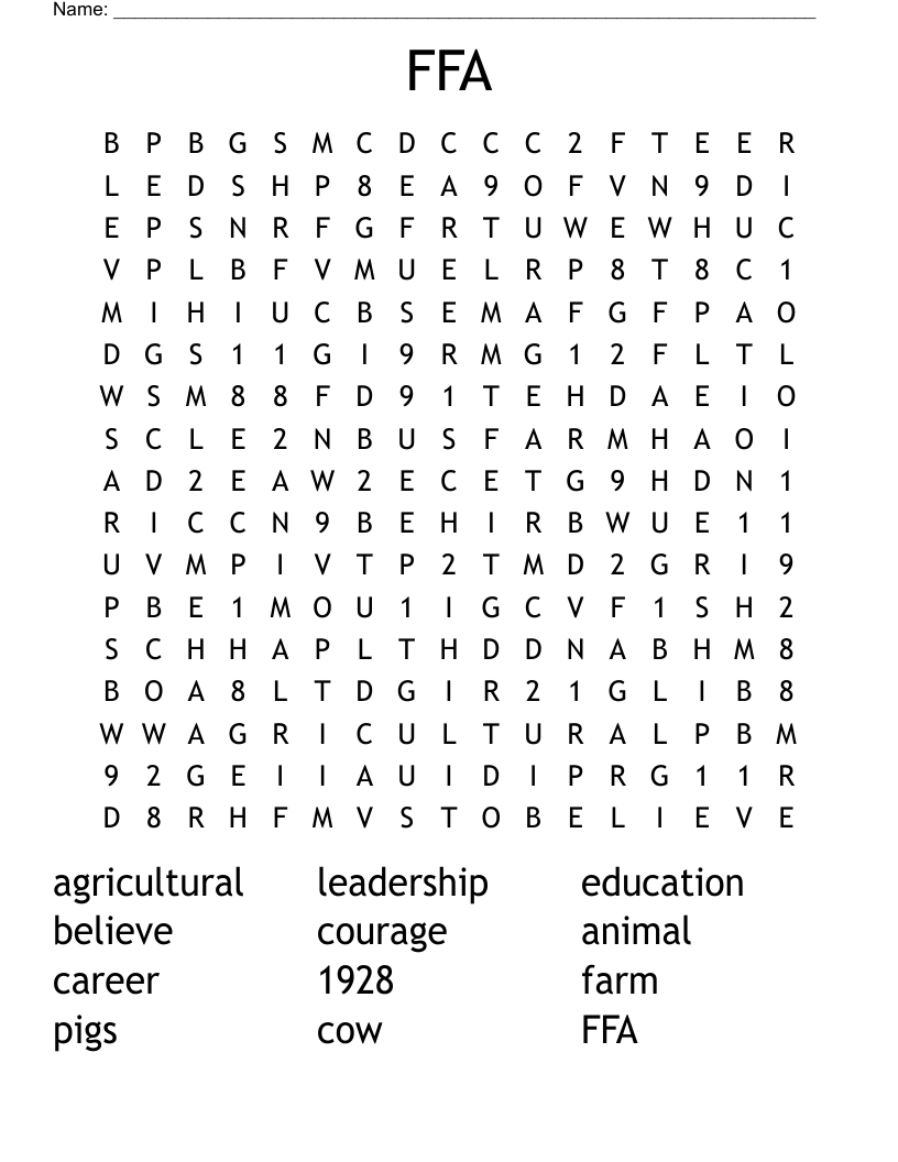 FFA Word Search