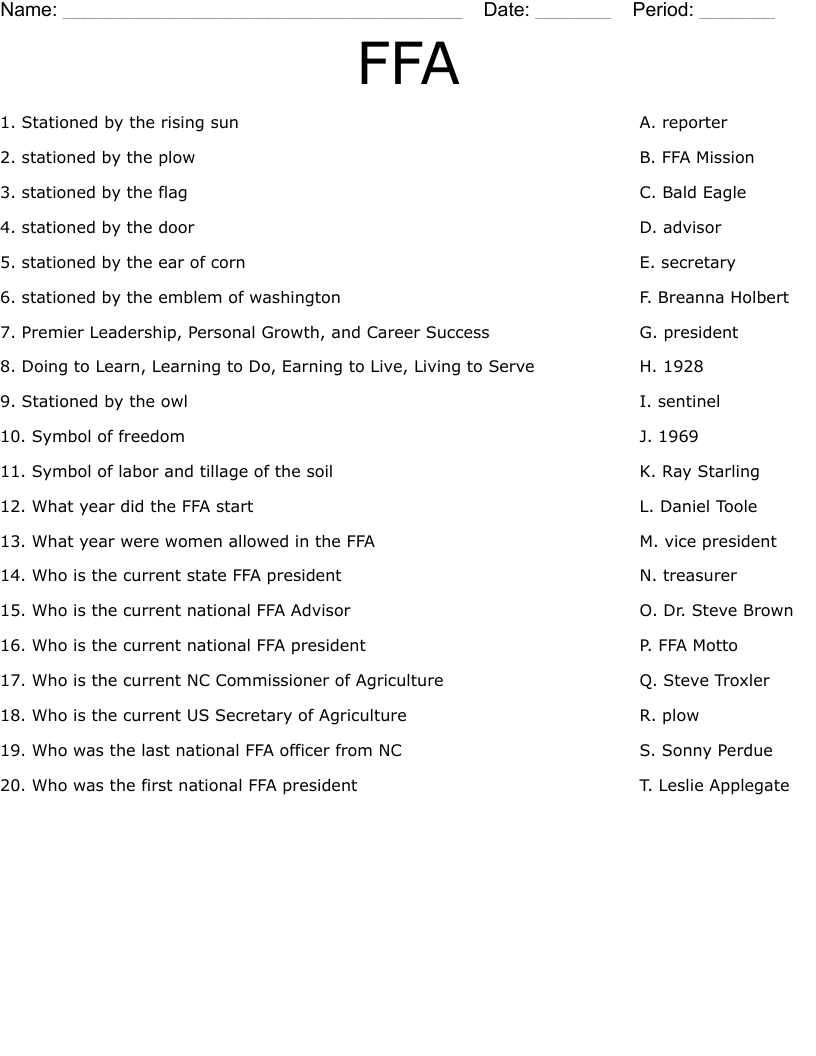 FFA Worksheet