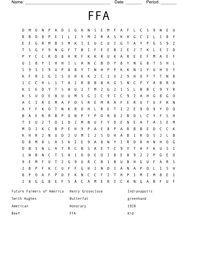 FFA Word Search