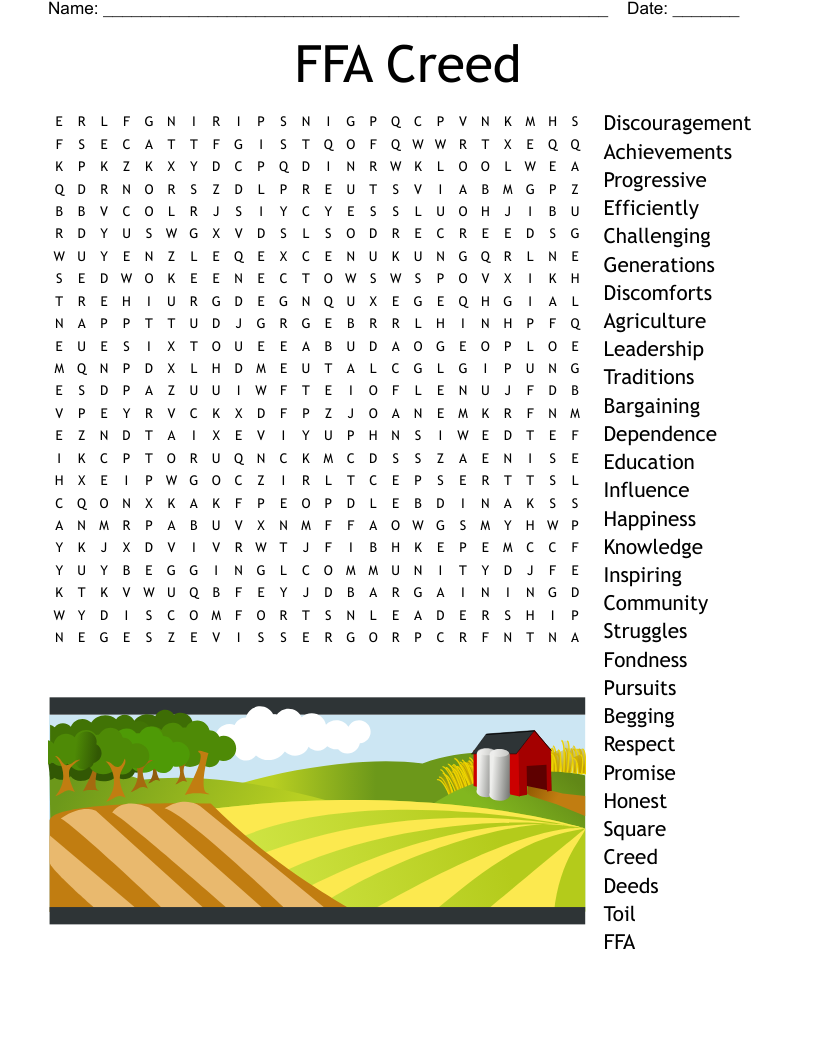 FFA Creed Word Search