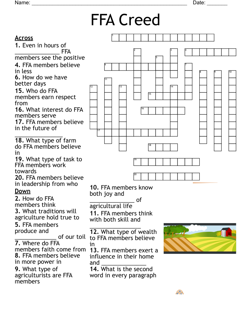 FFA Creed Crossword