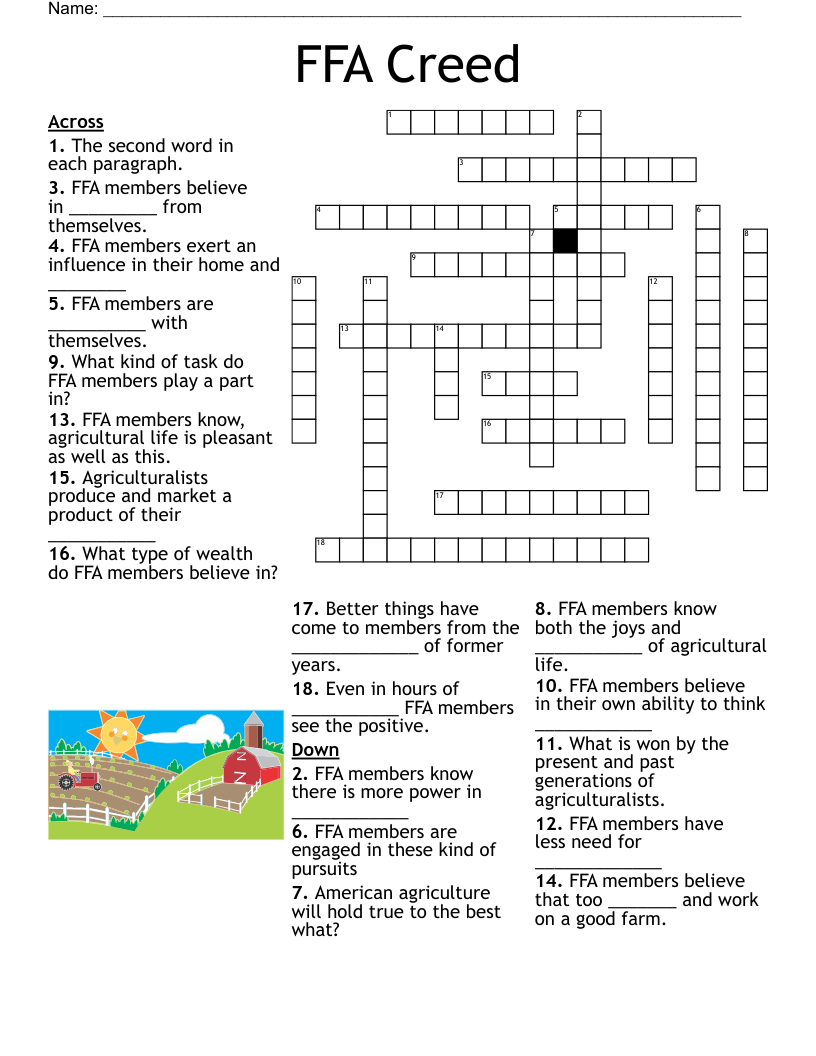 FFA Creed Crossword