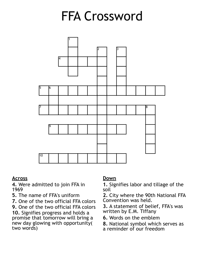 FFA Crossword