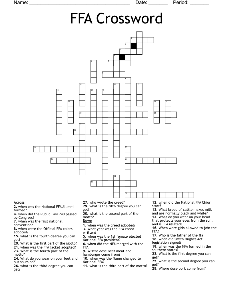 FFA Crossword