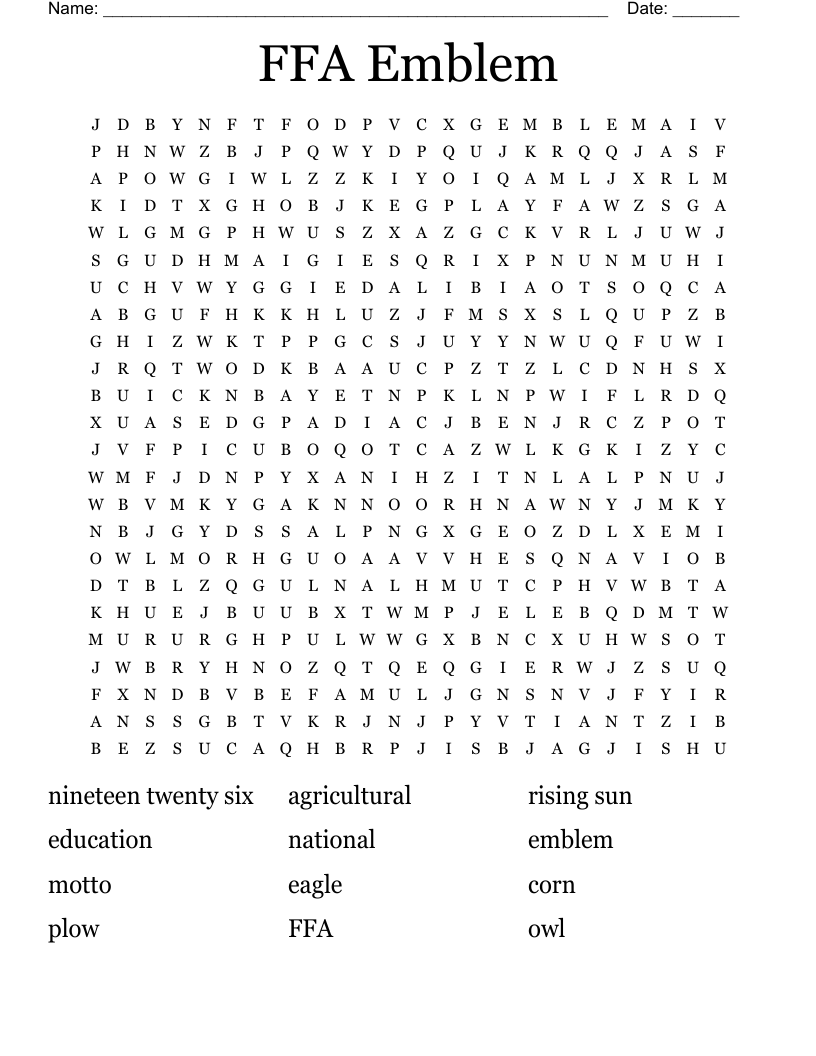FFA Emblem Word Search