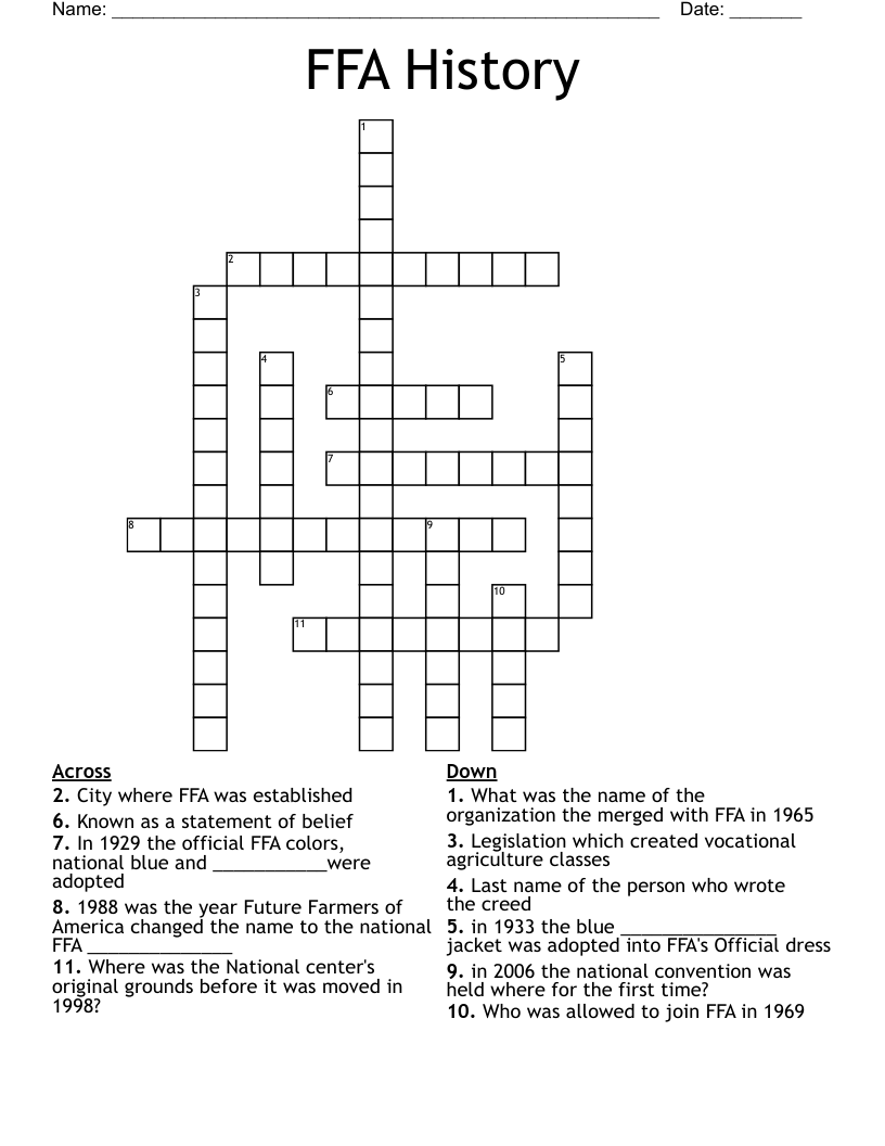 FFA History Crossword