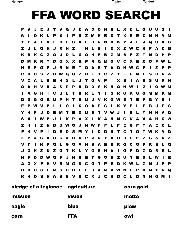 FFA WORD SEARCH