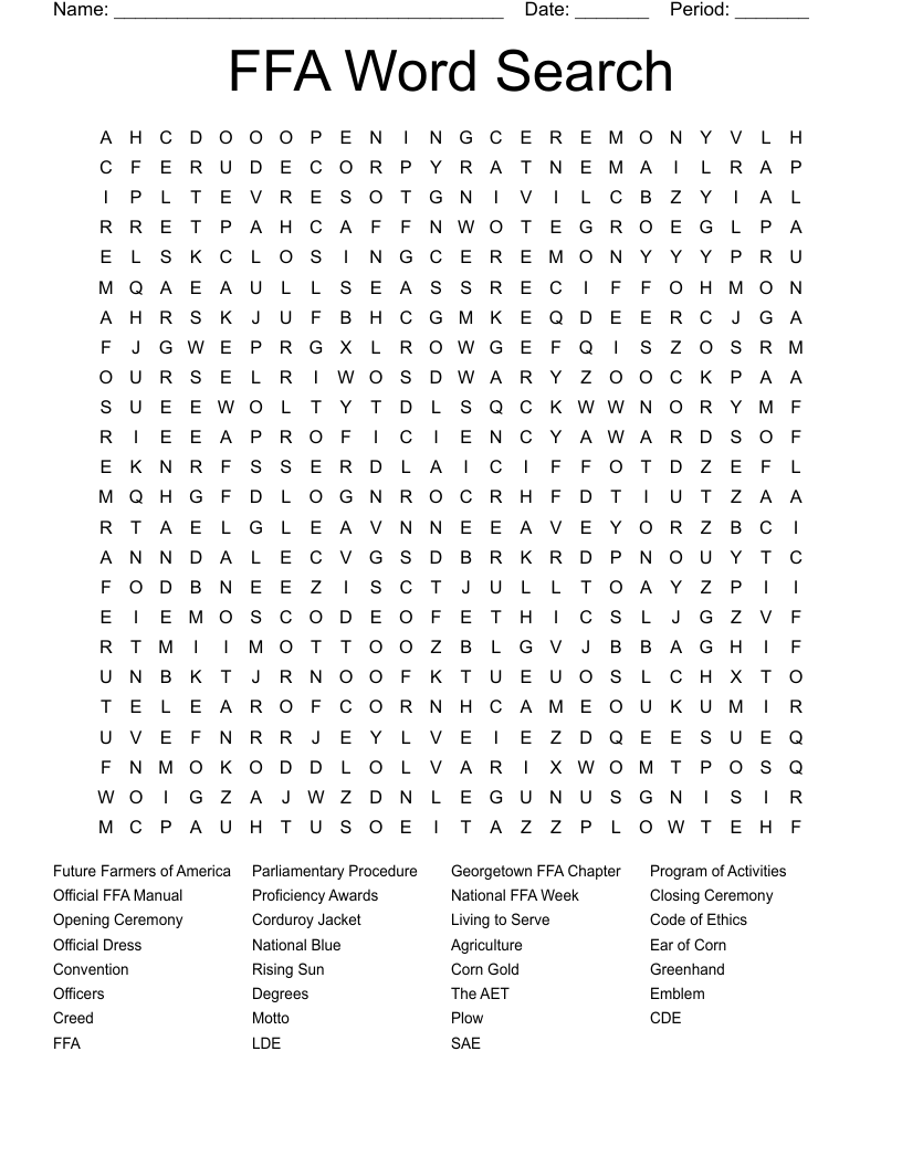 FFA Word Search