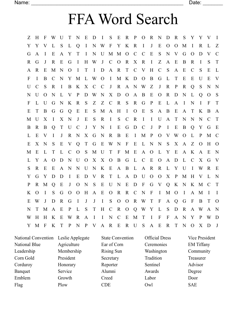 FFA Word Search