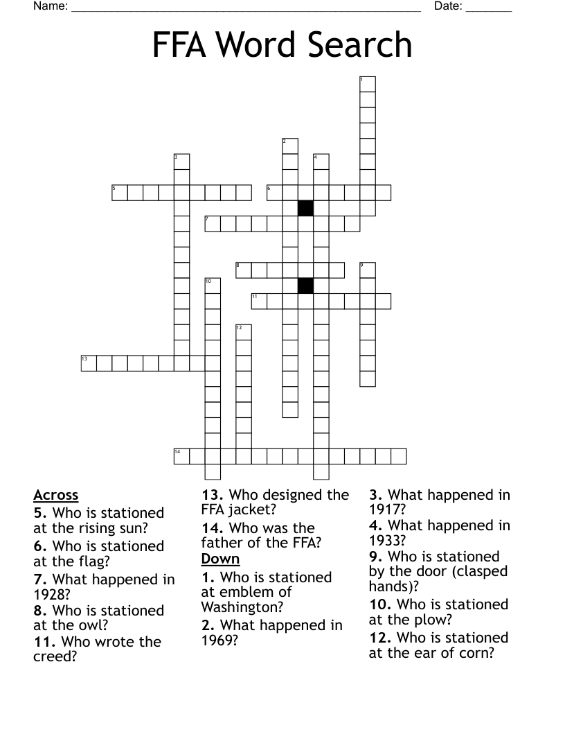 FFA Word Search Crossword