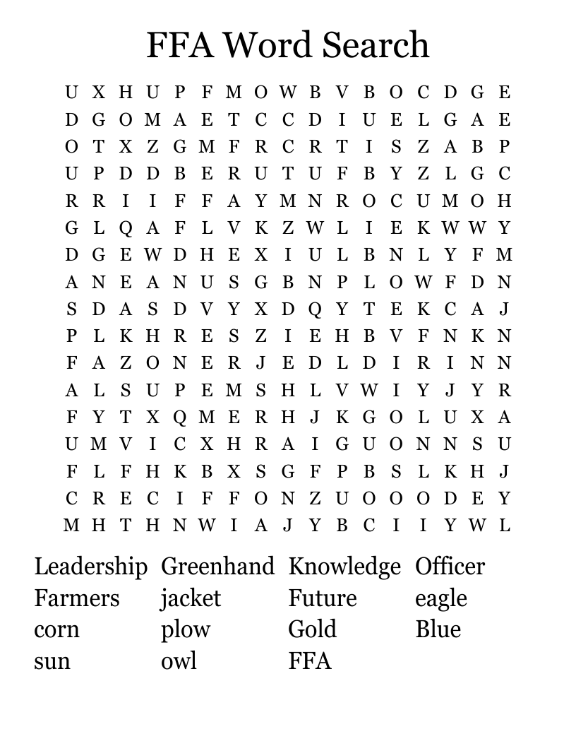 FFA Word Search