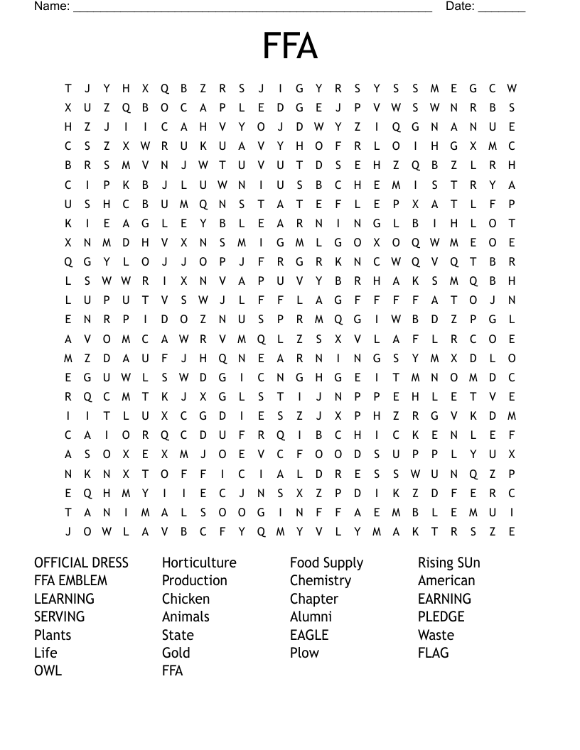 FFA  Word Search