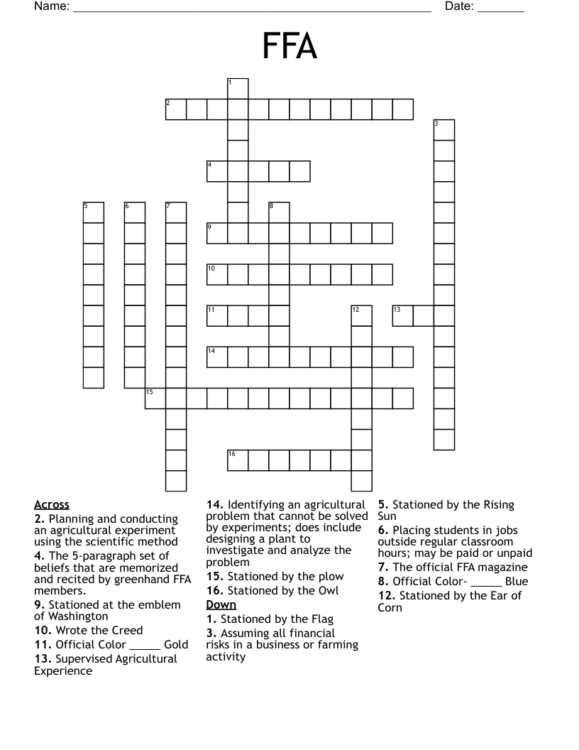 FFA  Crossword