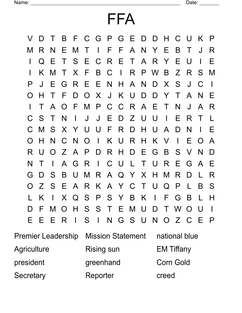 FFA  Word Search