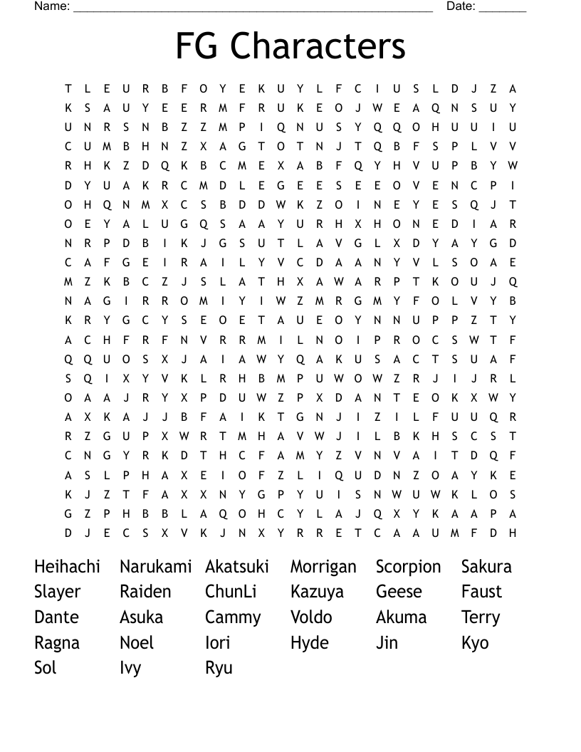 FG Characters Word Search