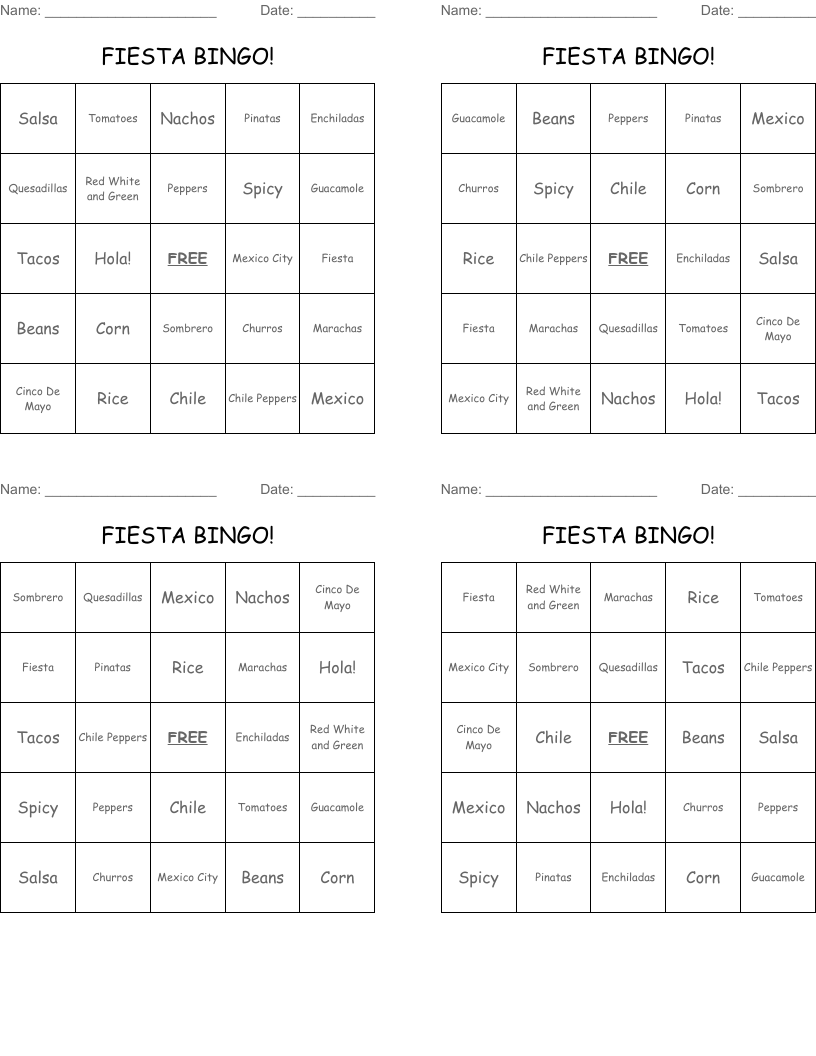 FIESTA BINGO!