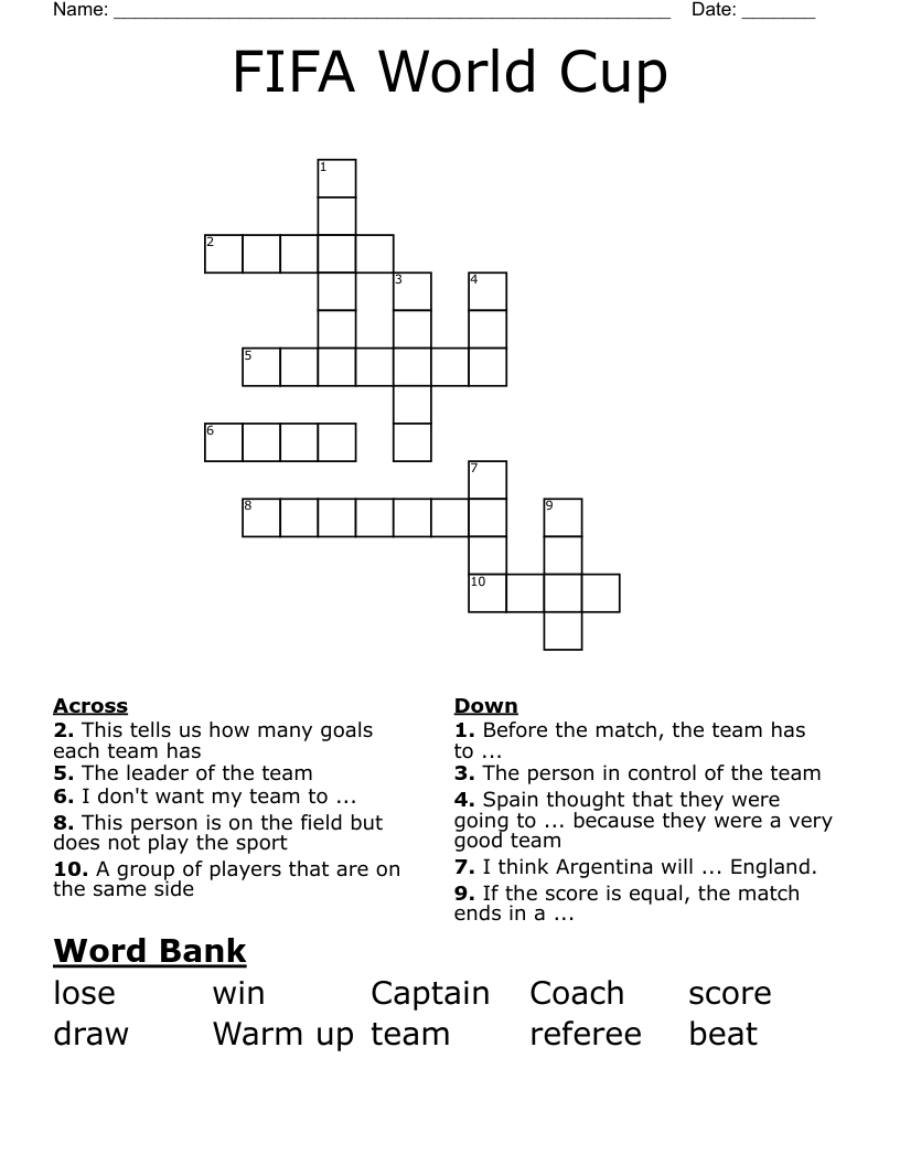 FIFA World Cup Crossword