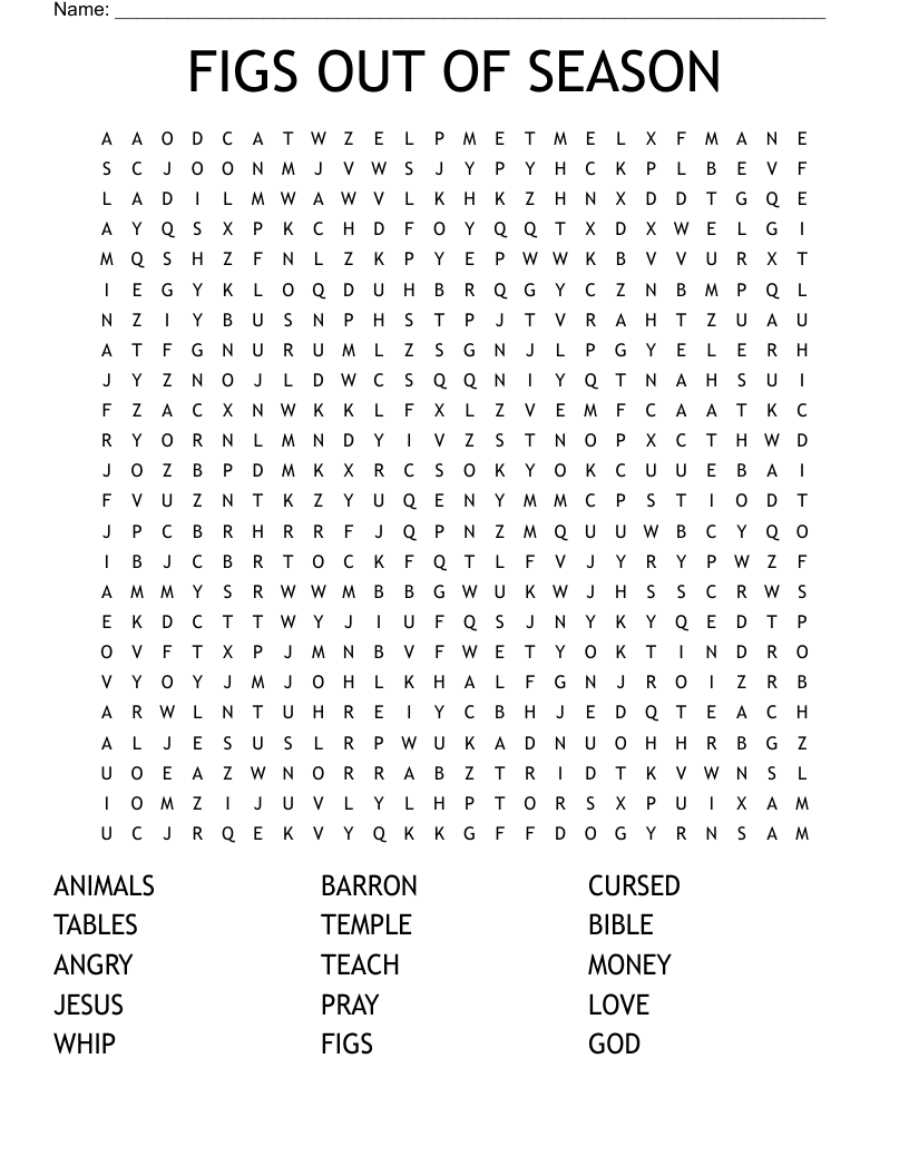 FIGS OUT OF SEASON Word Search