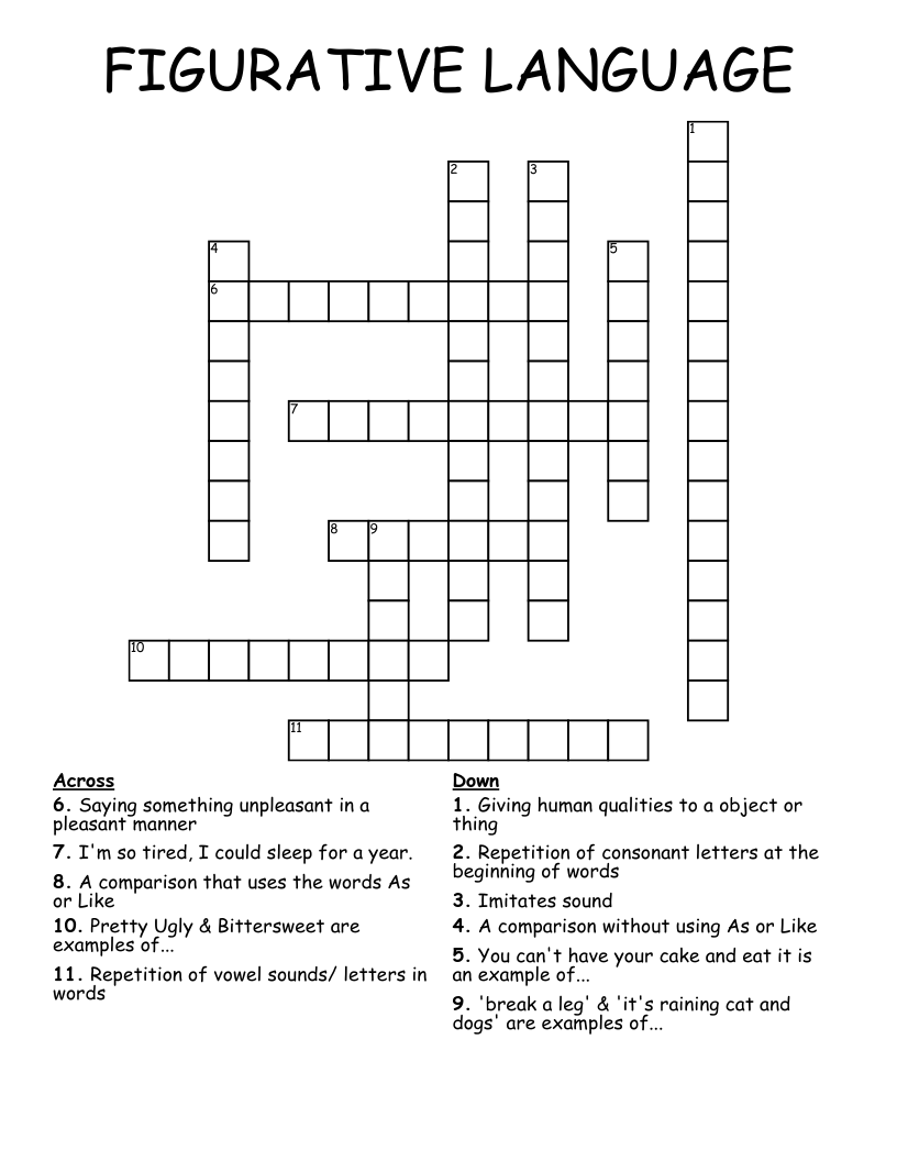 FIGURATIVE LANGUAGE  Crossword