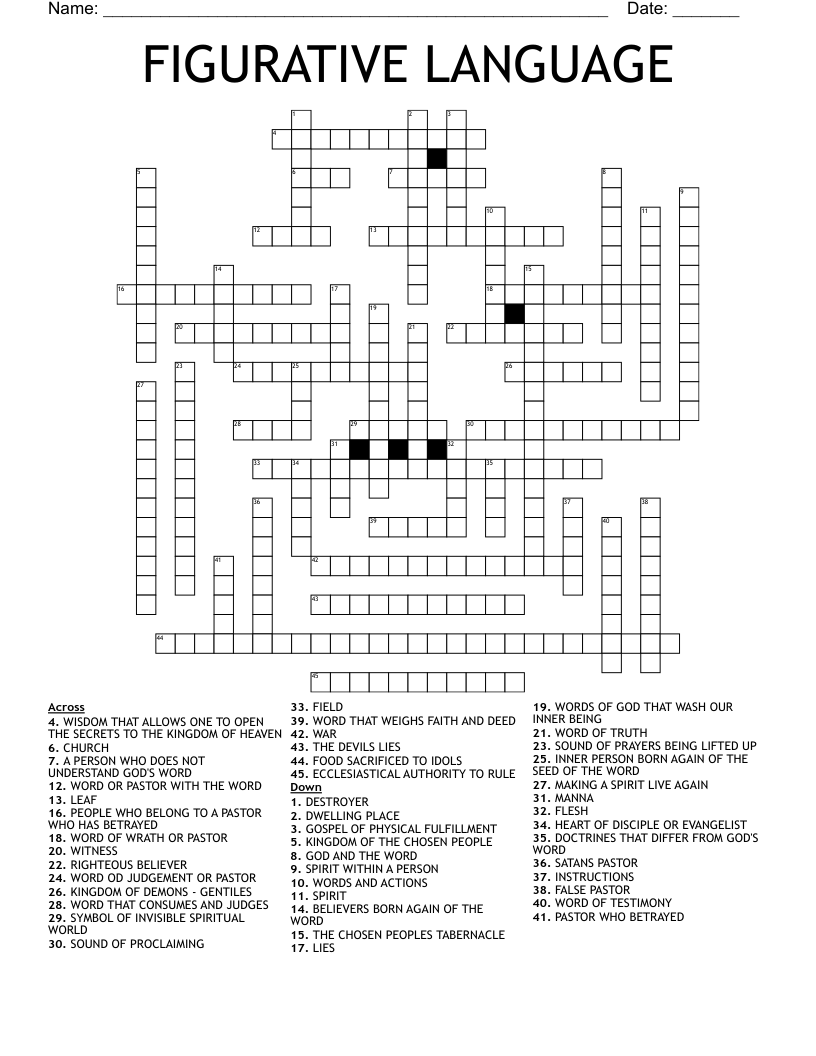 FIGURATIVE LANGUAGE  Crossword
