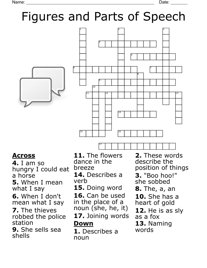 Figures and Parts of Speech Crossword