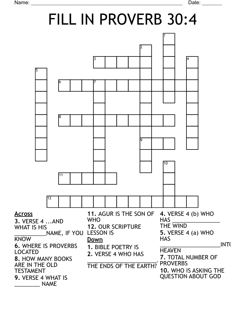 FILL IN PROVERB 30:4 Crossword