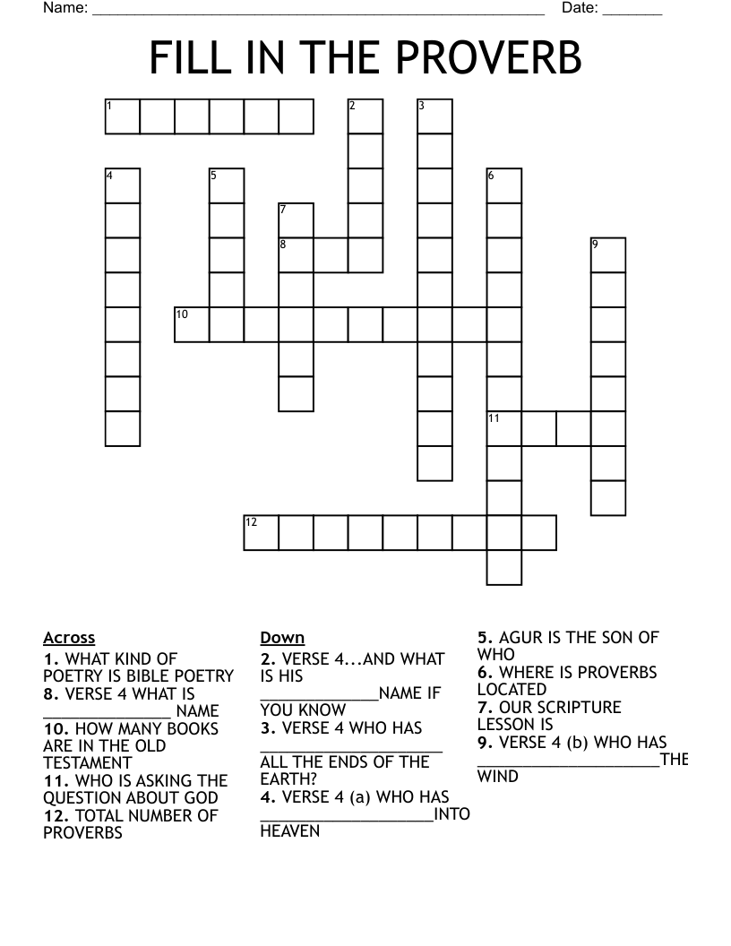 FILL IN THE PROVERB Crossword