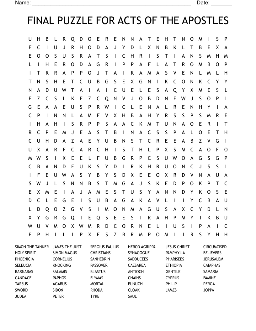 FINAL PUZZLE FOR ACTS OF THE APOSTLES Word Search