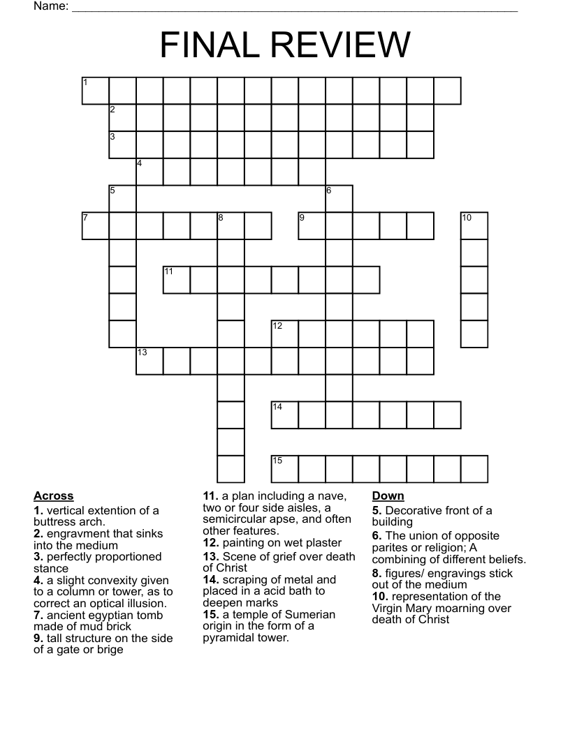FINAL REVIEW Crossword