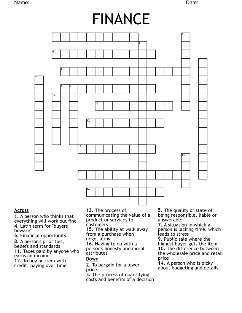 FINANCE Crossword
