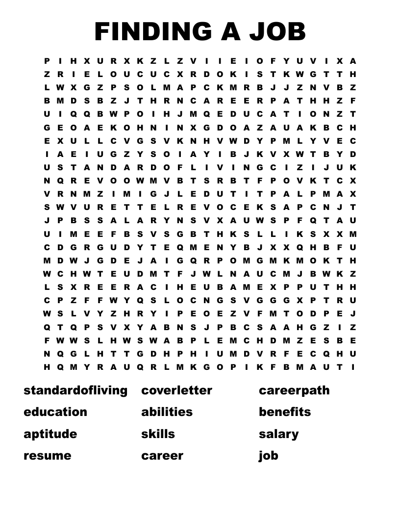 FINDING A JOB Word Search