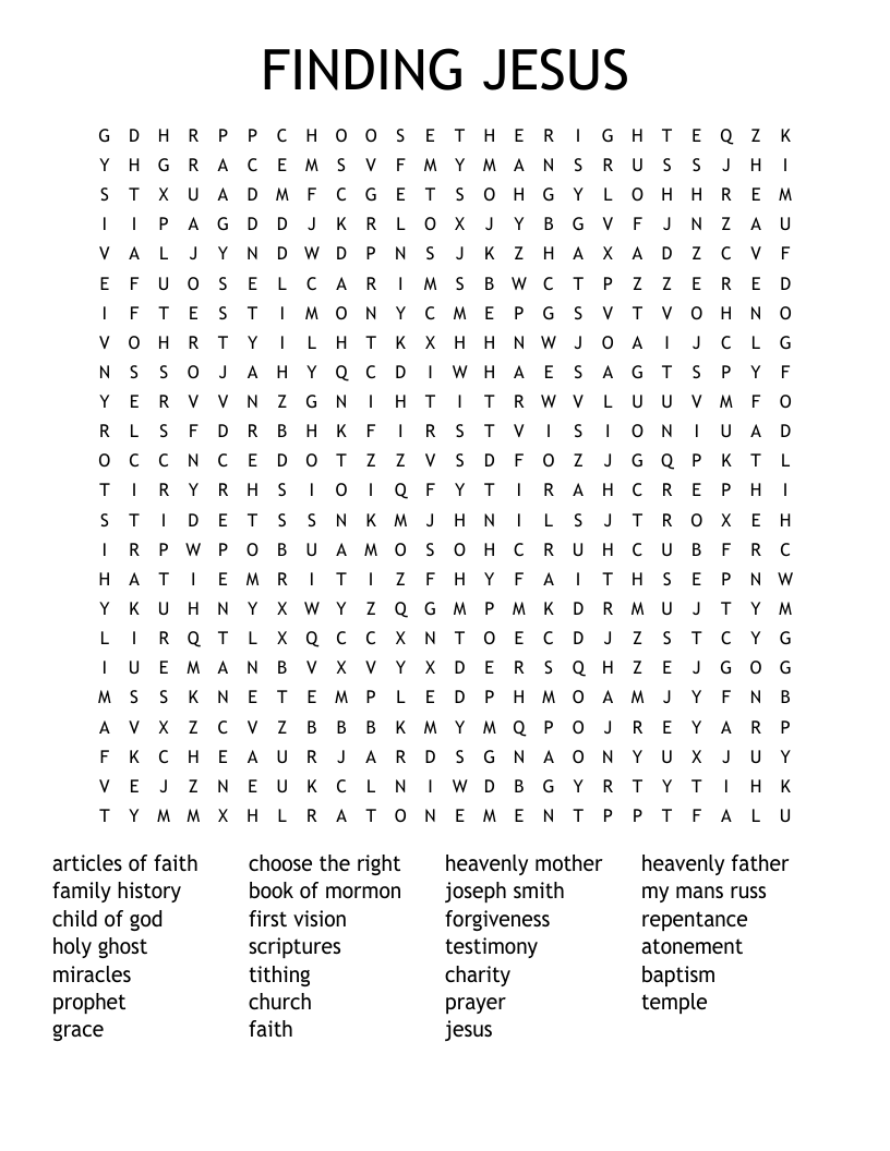 FINDING JESUS Word Search