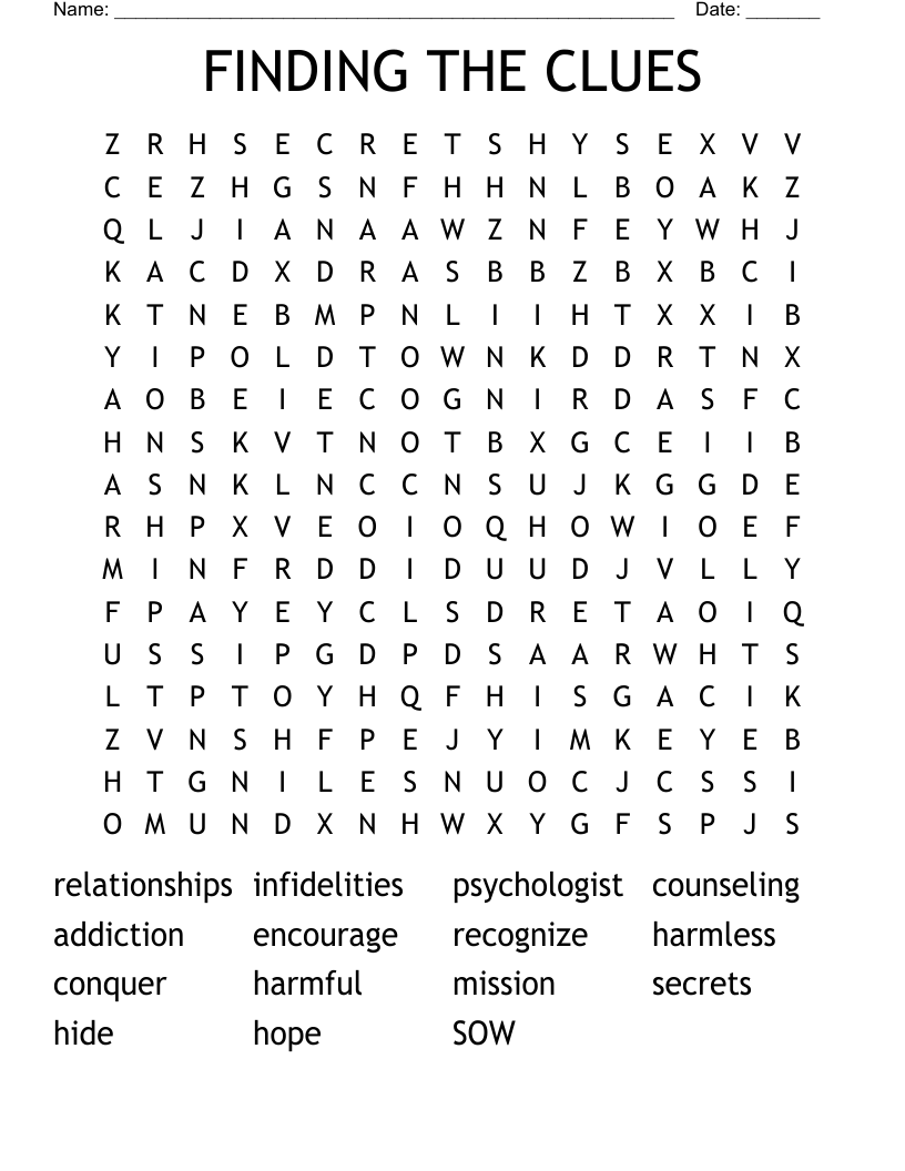 FINDING THE CLUES Word Search