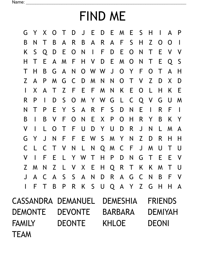 FIND ME Word Search