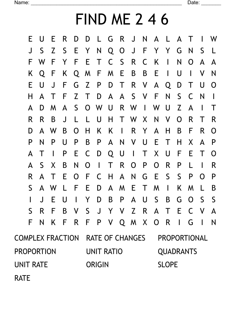 FIND ME 2 4 6 Word Search