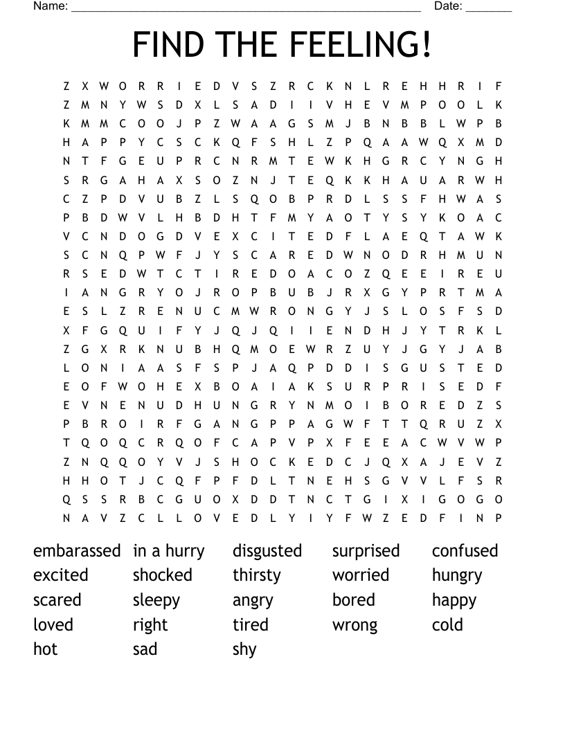 FIND THE FEELING! Word Search
