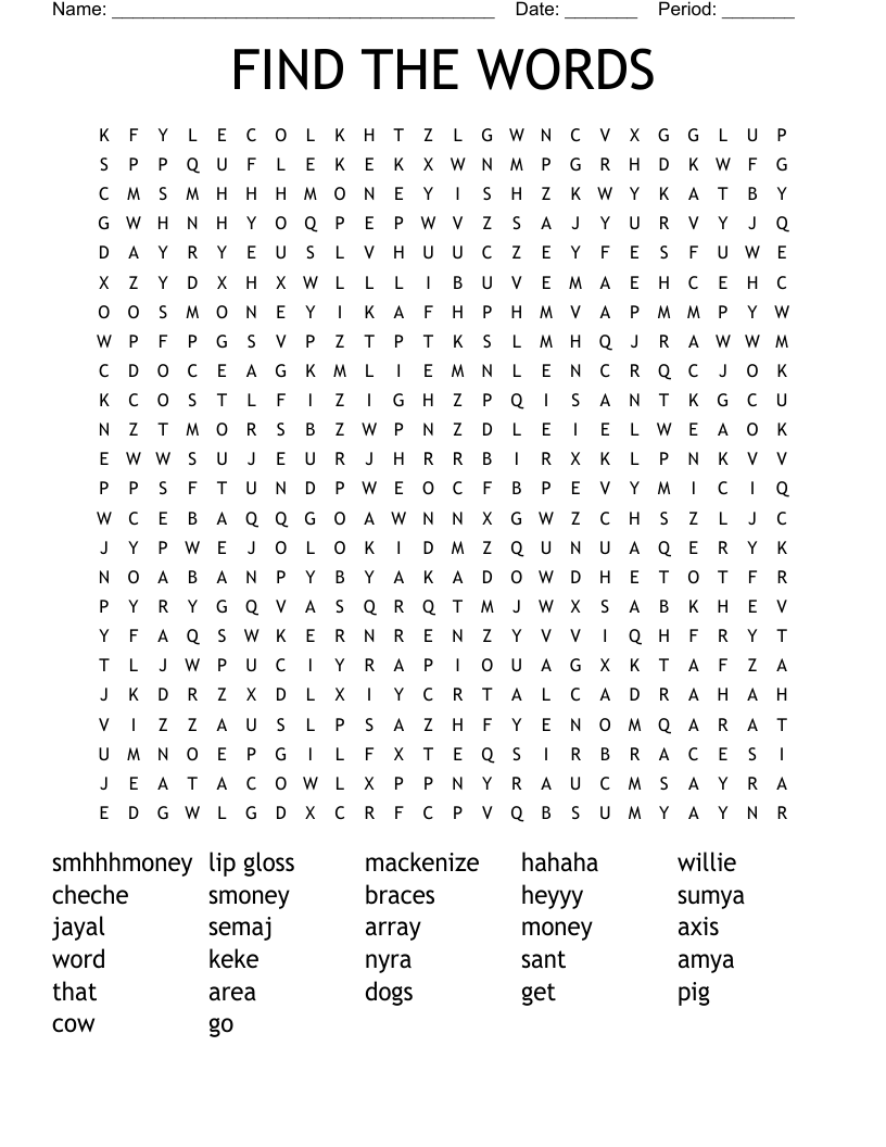 FIND THE WORDS Word Search