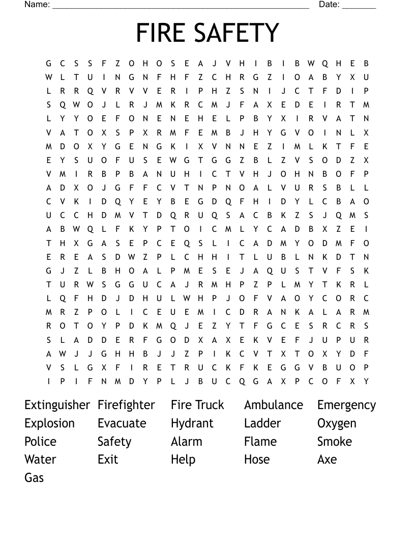 FIRE SAFETY Word Search