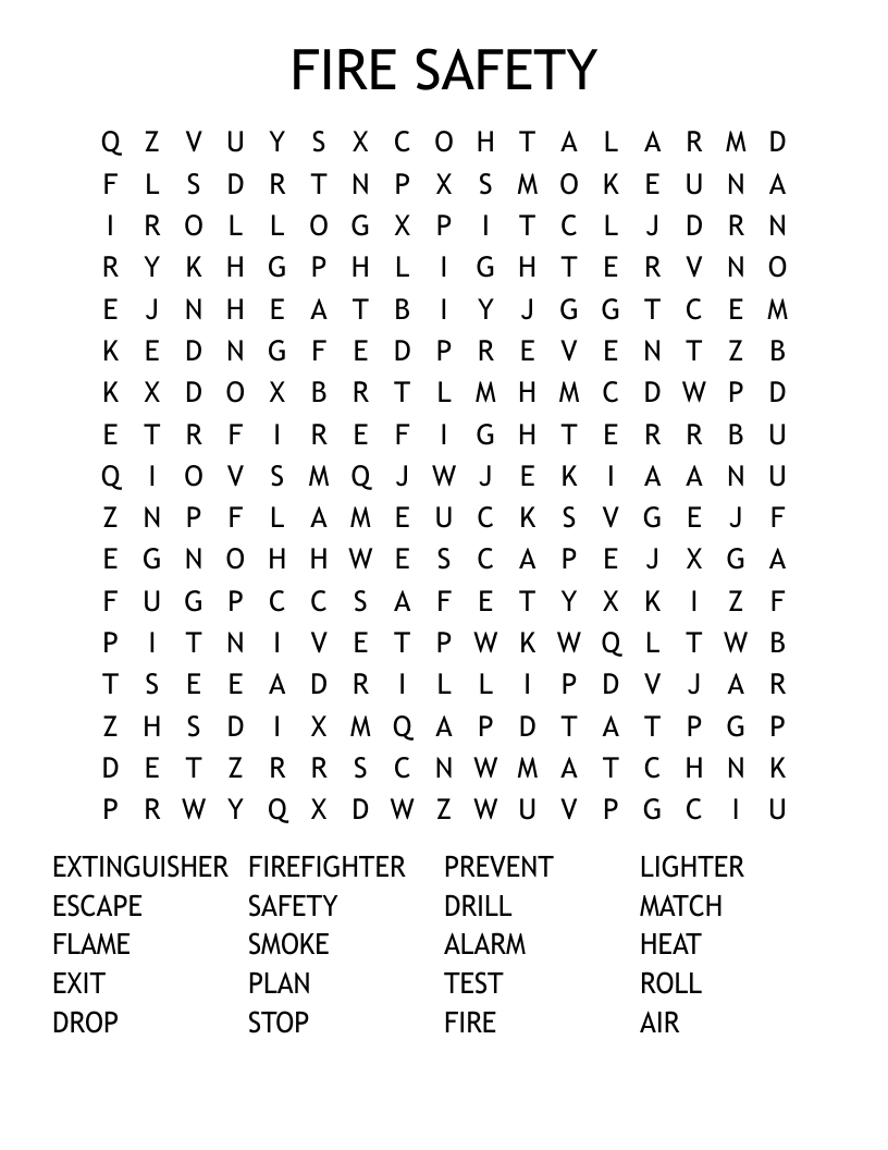 FIRE SAFETY Word Search