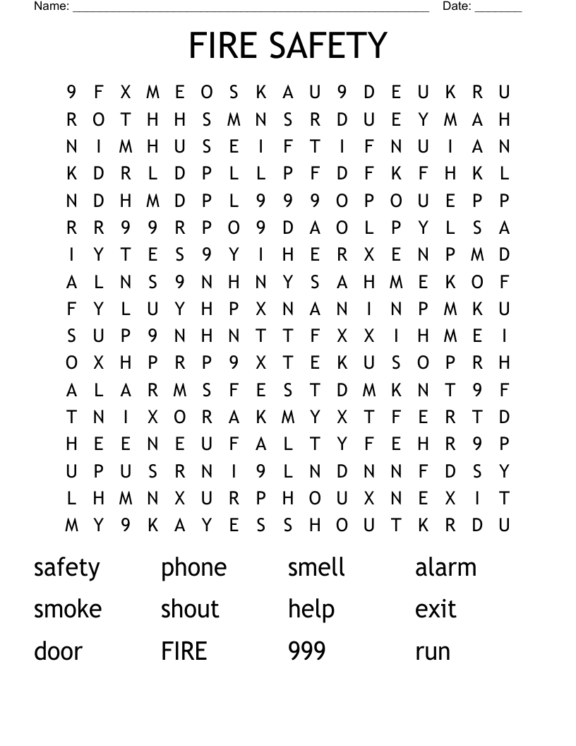 FIRE SAFETY Word Search