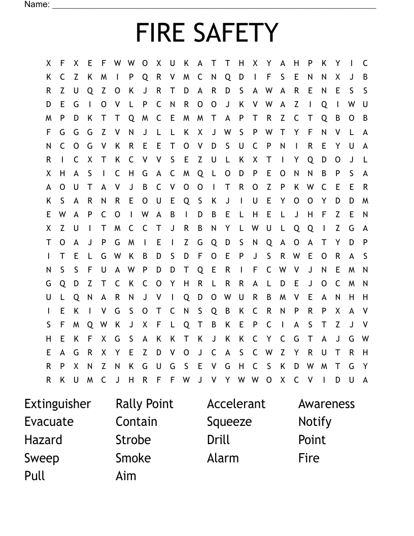 FIRE SAFETY Word Search