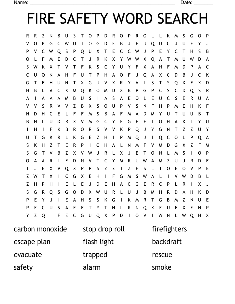 FIRE SAFETY WORD SEARCH