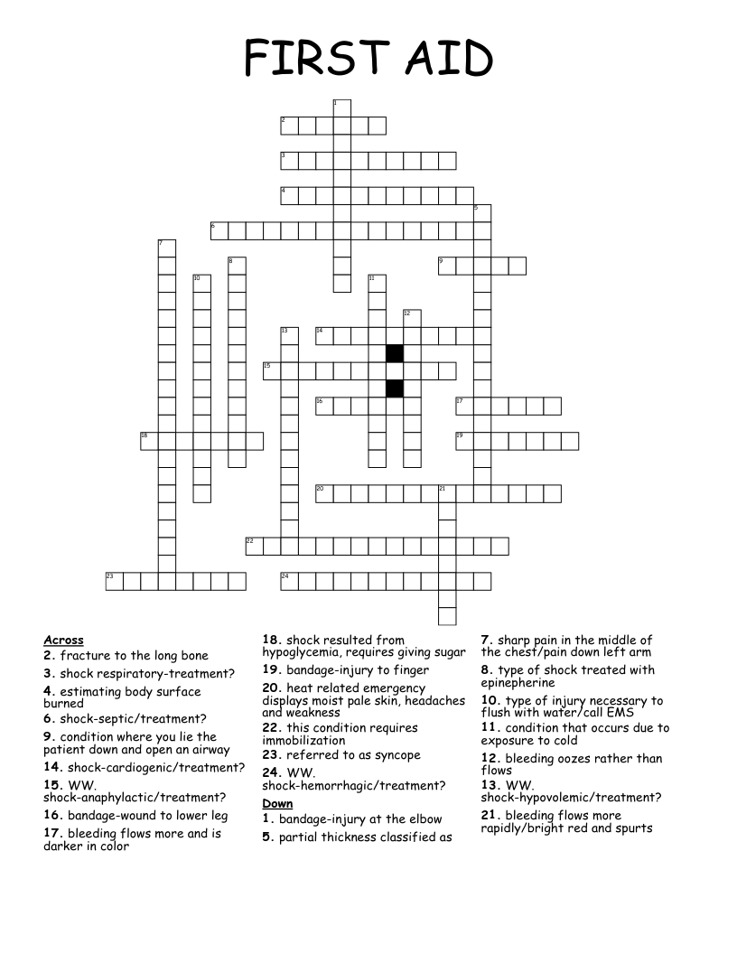 FIRST AID Crossword