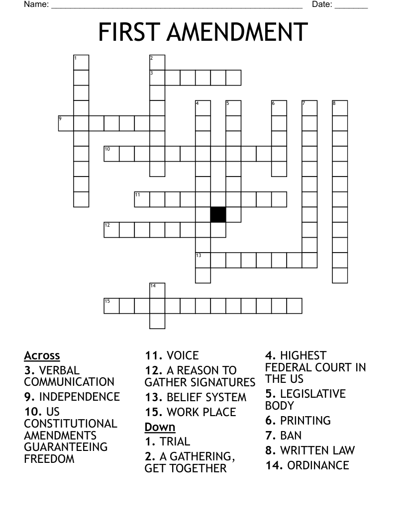 FIRST AMENDMENT Crossword