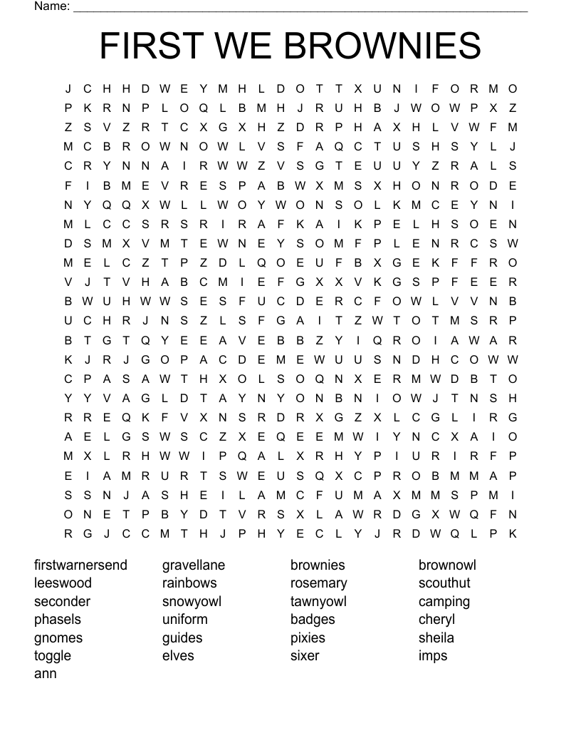 FIRST WE BROWNIES Word Search