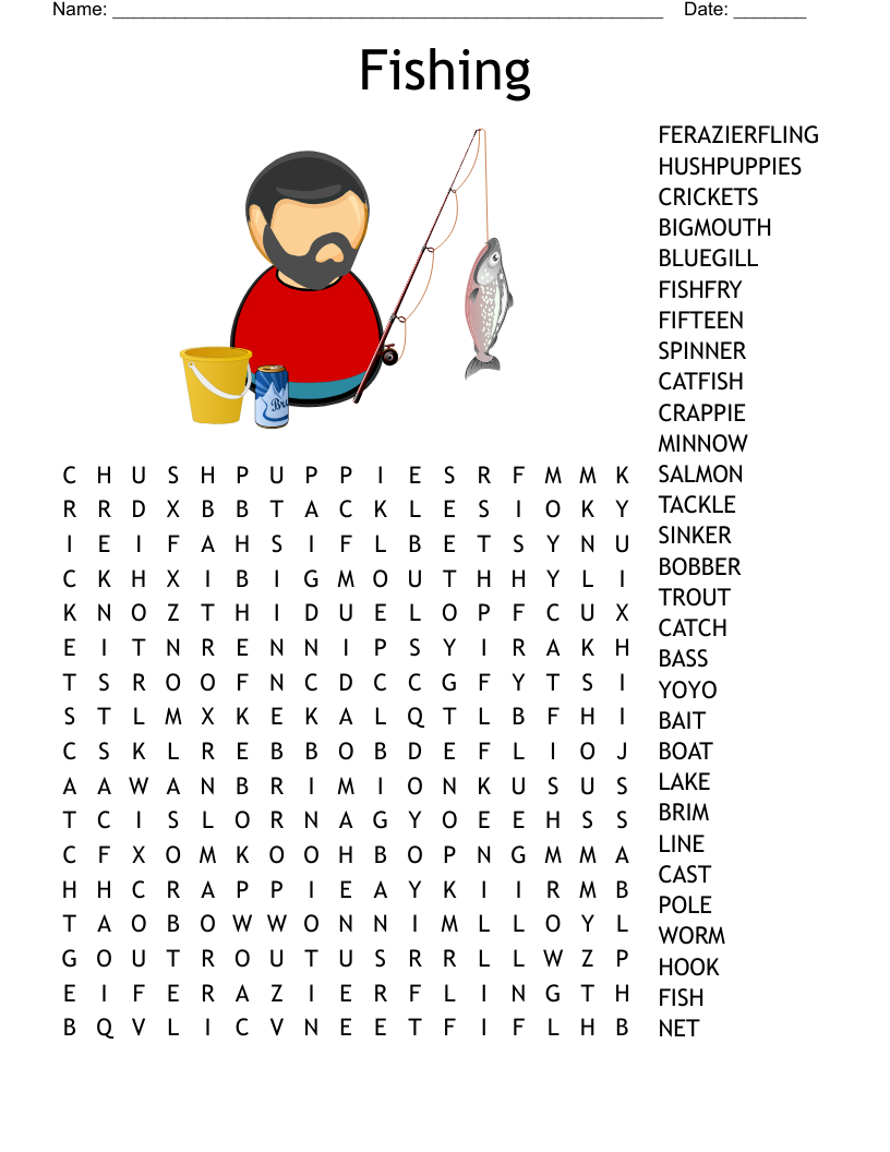 Fishing Word Search