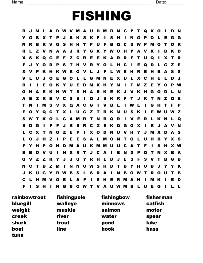 FISHING Word Search